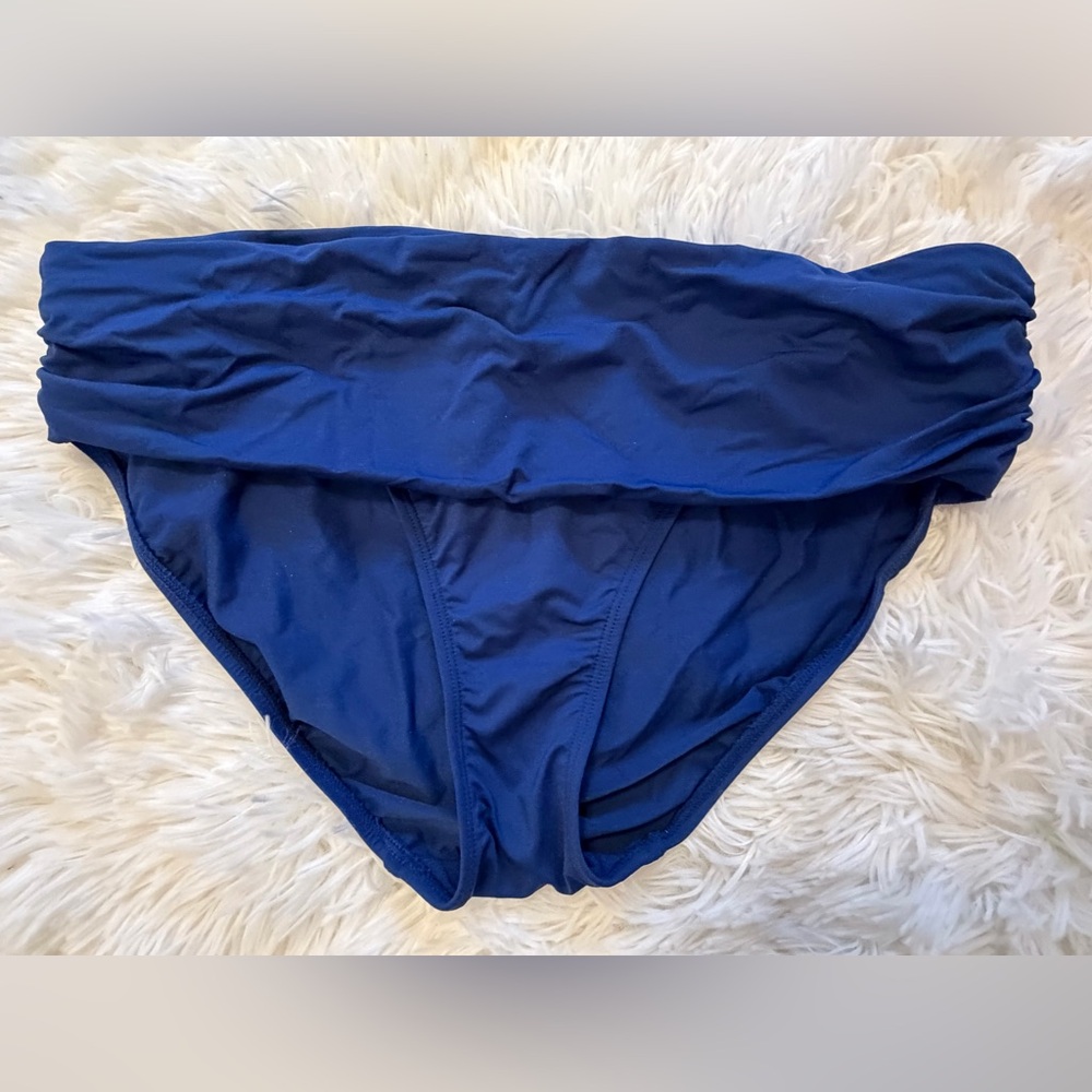 NWOT Lauren Ralph Lauren Blue Fold Over Bikini Bottom Women’s Size 12